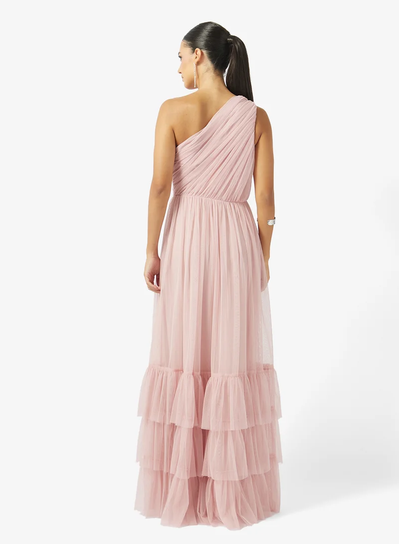 Namshi x One shoulder ruffled maxi dress