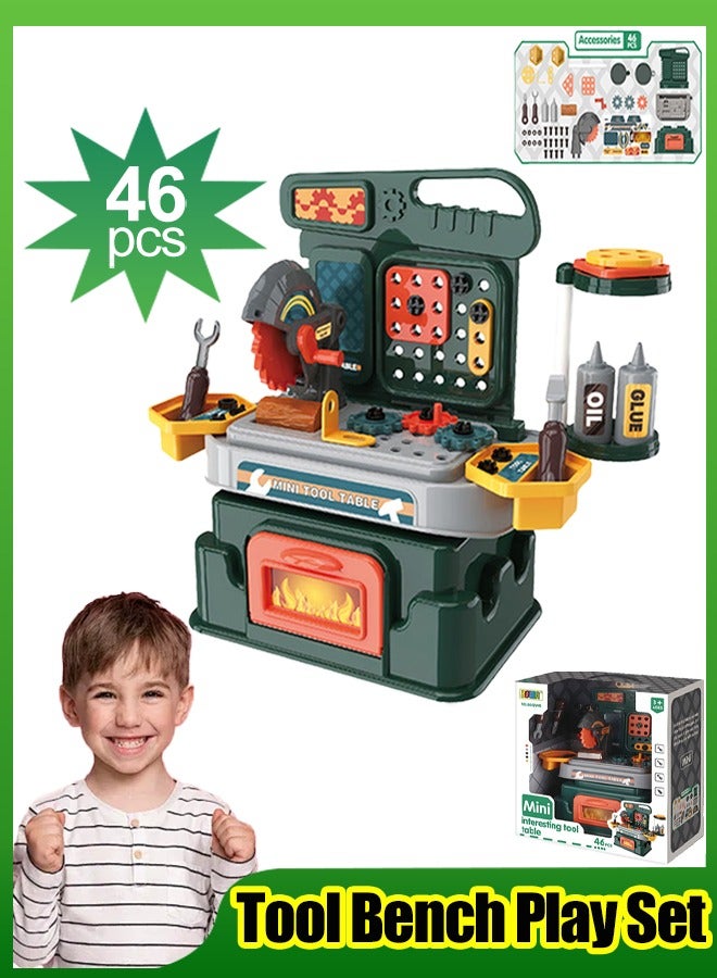 Kids Tool Bench Set, Small Simulation Tool Bench Toy,Foldable Portable Role Play Pretend Play Toys for Kids with Realistic Cutters, Screwdrivers, Screws, Bolts, Multifunctional Toddler Tool Bench, Educational Construction Engineering Games,Workbench Tool Set for Girls Boys ages 3 4 5 6 7 8 Years Old,46pcs. - Image 1