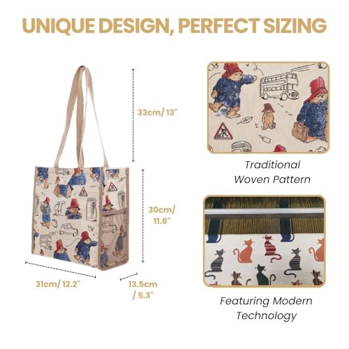 Signare Tapestry Shoulder Bag Shopping Tote for Women in Paddington Bear Design (SHOP-PADD) - Image 3