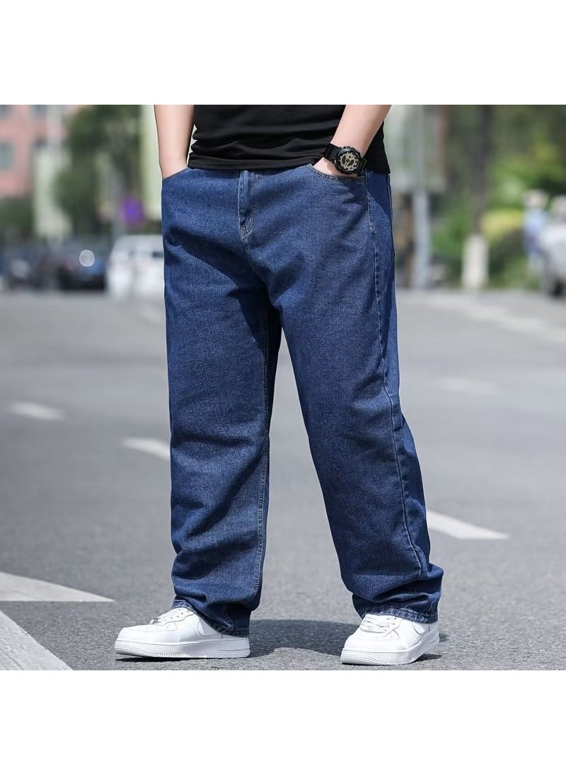 Generic - Plus Size Straight-Leg Loose-Fit Mens Jeans Extra Large Wide Leg Plus Size Pants For Overweight People Casual Work Trousers Sky blue - Image 1