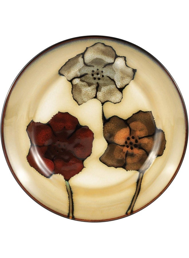 Pfaltzgraff Painted Poppies 16-Piece Stoneware Dinnerware Set Service for 4 Tan/Assorted - Image 4