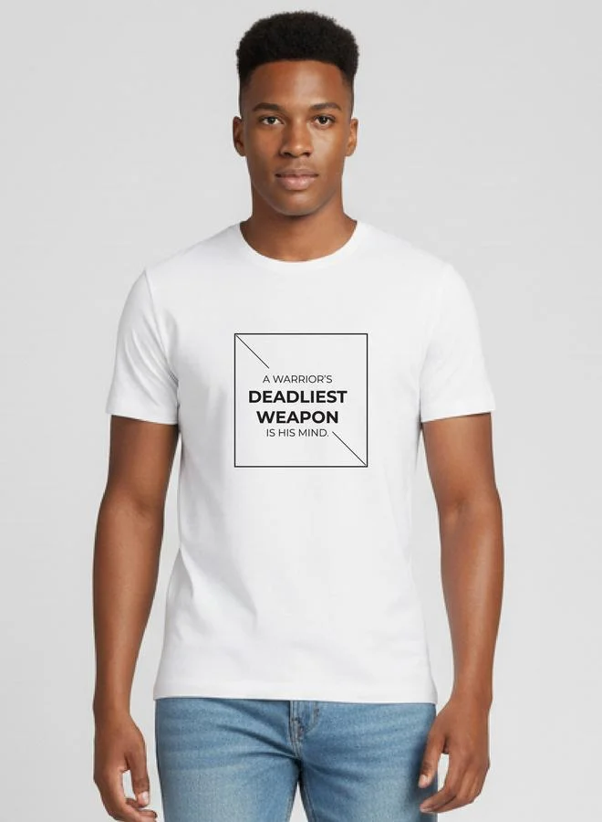 Clans&Hans Men White Crew Neck Graphic Print T-Shirt