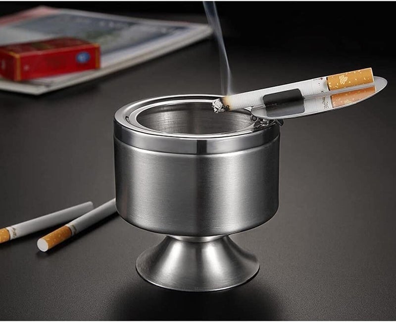 Black Gold Silver Stainless Steel Car Ashtray with Lid Windproof Portable for Outdoor Travel Home Use - Image 3