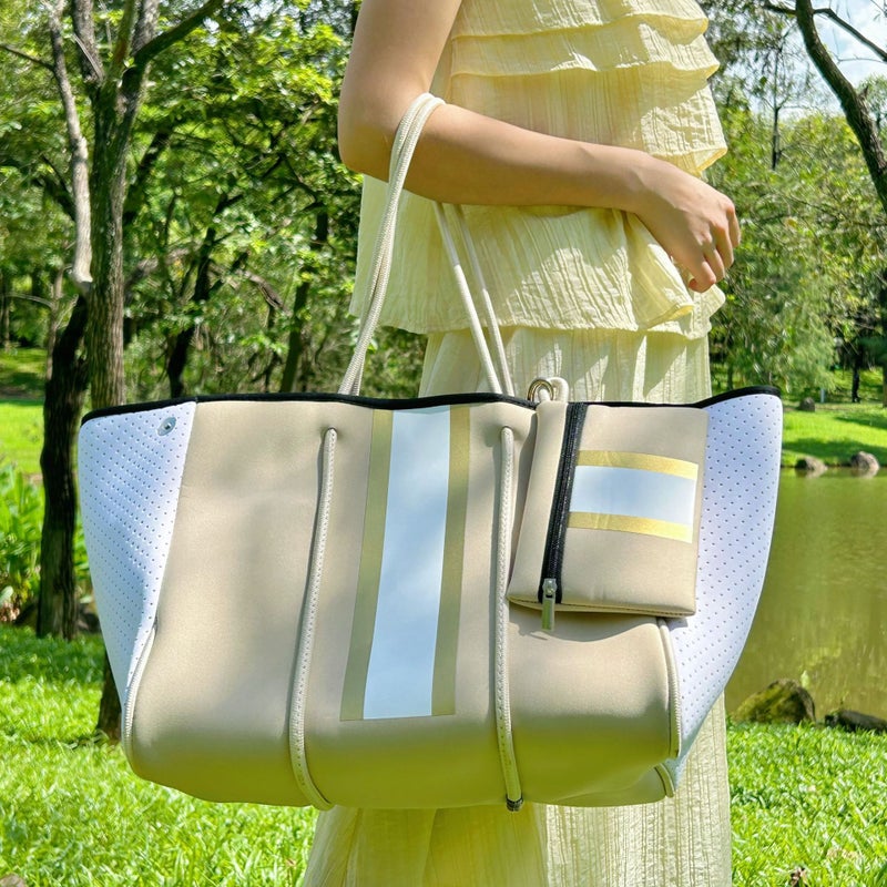 Diving Material Perforated Beach Bag Mummy Bag Mother Shopping Bag Women'S Beach Bag - Image 5
