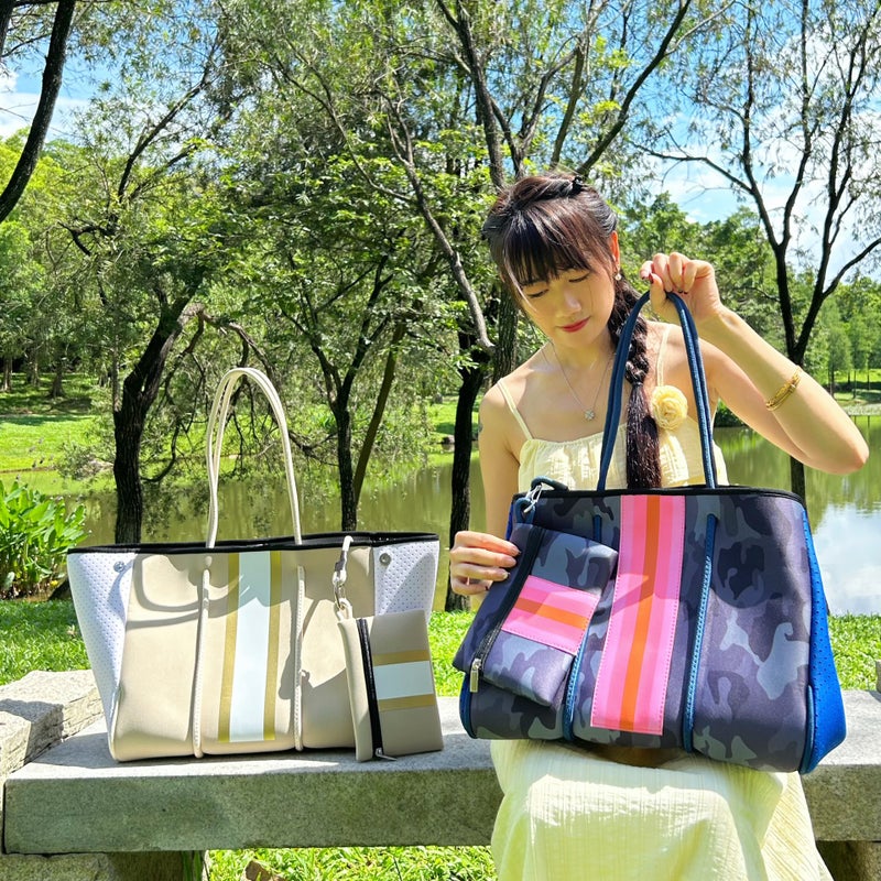 Diving Material Perforated Beach Bag Mummy Bag Mother Shopping Bag Women'S Beach Bag - Image 3