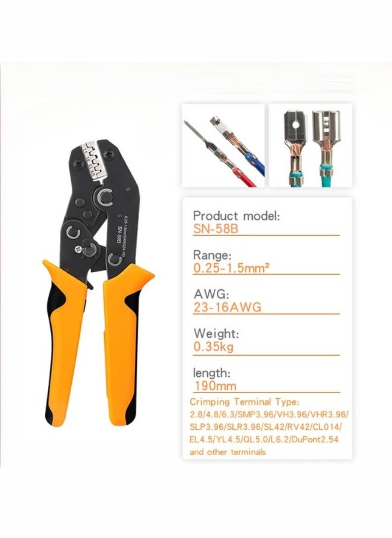 Terminals Crimping Tool Set SN-58B Plier with 3 Interchangeable Jaws Color，Orange