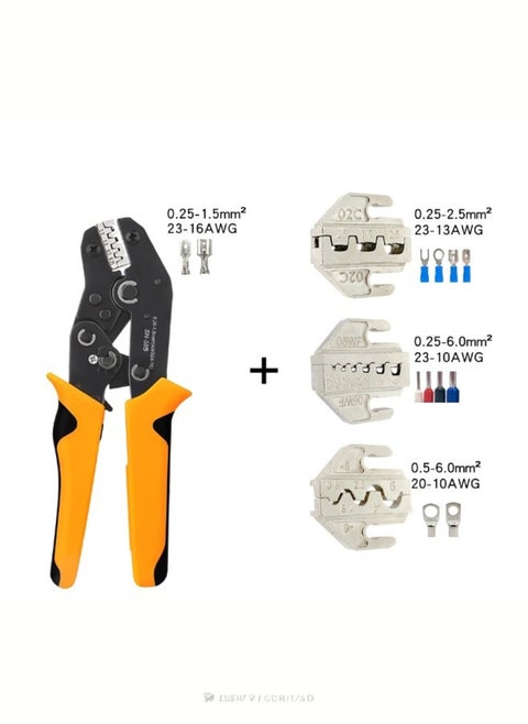 Terminals Crimping Tool Set SN-58B Plier with 3 Interchangeable Jaws Color，Orange