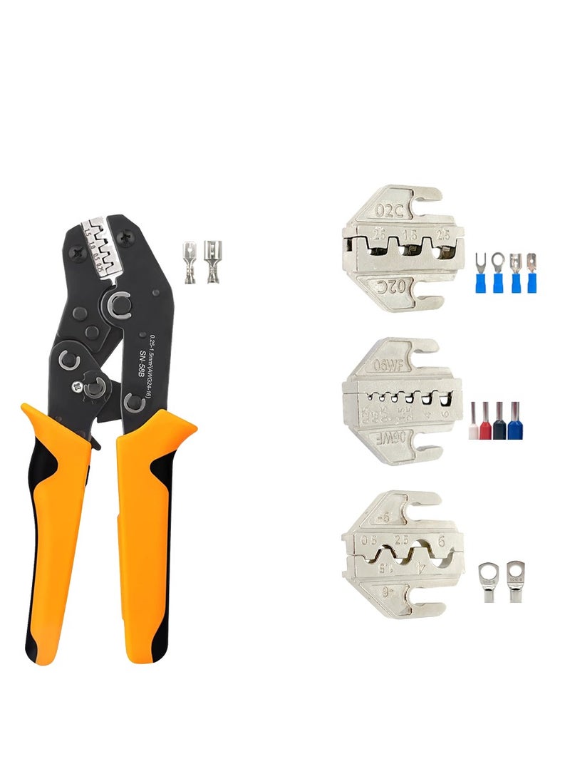 Terminals Crimping Tool Set SN-58B Plier with 3 Interchangeable Jaws Color，Orange