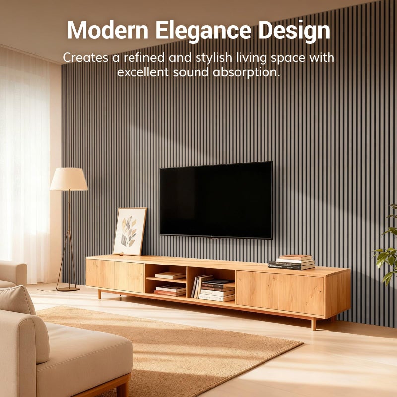 TONOR Wood Wall Panels for Interior Wall Decor, 2 Pack 47.2"x23.6"(15.5ftÂ²) Wood Slat Acoustic Panels, Soundproof Wall Panels for Noise Cancelling and Decoration, Living Room, Bedroom, Office, Grey - Image 4