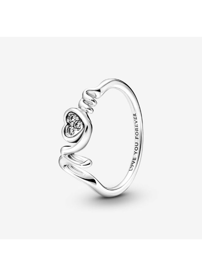 DORA "Mum" pavé heart-shaped ring - Image 1