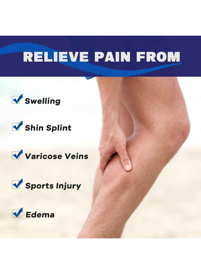 SOLARAE Calf Compression Sleeves, Leg compression Sleeve, 2 Pairs Footless Compression Socks, for Running, Varicose Veins & Shin Splint Relief, Cycling, Shin Splint Support for Working out (Black) - Image 5