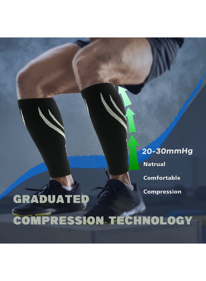 SOLARAE Calf Compression Sleeves, Leg compression Sleeve, 2 Pairs Footless Compression Socks, for Running, Varicose Veins & Shin Splint Relief, Cycling, Shin Splint Support for Working out (Black) - Image 3