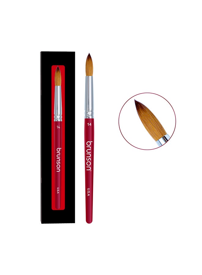 brunson Acrylic Nail Brush 1pc Pure Sable Hair Professional Nail Art Painting Brush for Manicure Pedicure Kolinsky Brush for Acrylic Application Nail Extensions and 3D Nail Carving Size 14 - Image 1