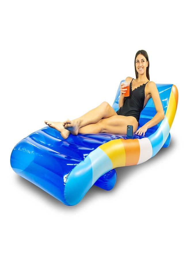 PoolCandy Good Vibes Floating Chaise Lounger. The Ultimate 2in1 Luxurious and Durable Inflatable Pool Float; Its a Lounge Chair on Land or in Water. - Image 1