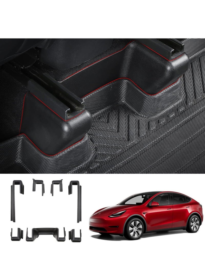 SYOSI Fit Tesla Model Y Seat Slide Rail Cover Pad Protector Under Track Anti-Kick Scuff Plates Wrap Kit Accessories(7 Pcs) - Image 1