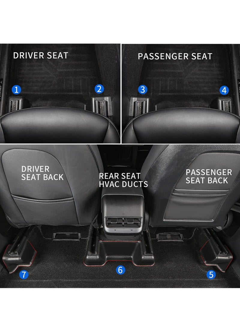 SYOSI Fit Tesla Model Y Seat Slide Rail Cover Pad Protector Under Track Anti-Kick Scuff Plates Wrap Kit Accessories(7 Pcs) - Image 2