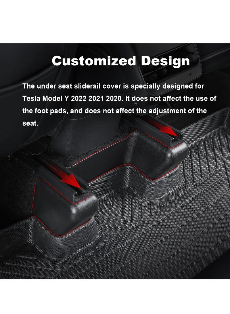 SYOSI Fit Tesla Model Y Seat Slide Rail Cover Pad Protector Under Track Anti-Kick Scuff Plates Wrap Kit Accessories(7 Pcs) - Image 3