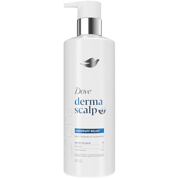 Dove Derma Scalp Dandruff Relief Shampoo 1 ct with Salicylic Acid, Sulfates and Niacinamide for Removing Flakes & Boosting Hair Resilience 16 fl oz