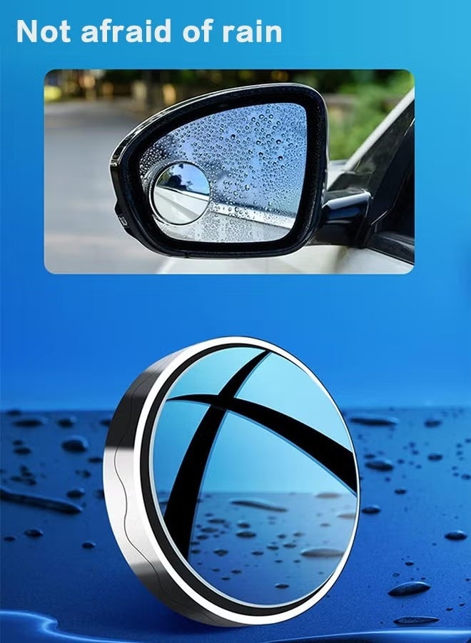 2 Pieces Vacuum Blind Spot Mirror, No Glue, No Harm To The Car Mirror, 2 Inch Round Hd Glass Convex Wide Angle Side Mirrors, Convex Mirrors for Any Car, Van, Suv and Truck (Silver, 2 Pcs) - Image 2