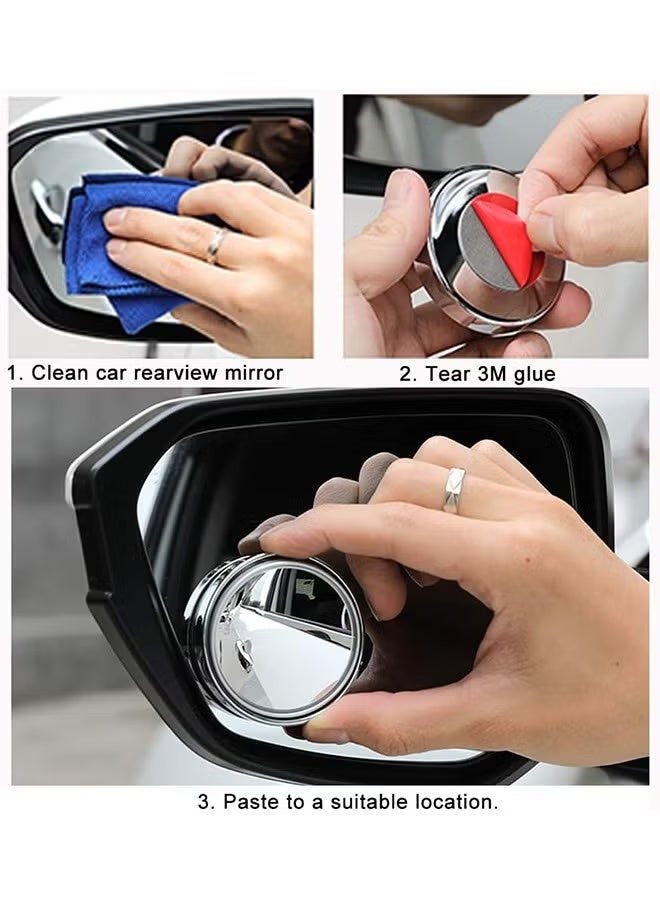 2 Pieces Vacuum Blind Spot Mirror, No Glue, No Harm To The Car Mirror, 2 Inch Round Hd Glass Convex Wide Angle Side Mirrors, Convex Mirrors for Any Car, Van, Suv and Truck (Silver, 2 Pcs) - Image 3