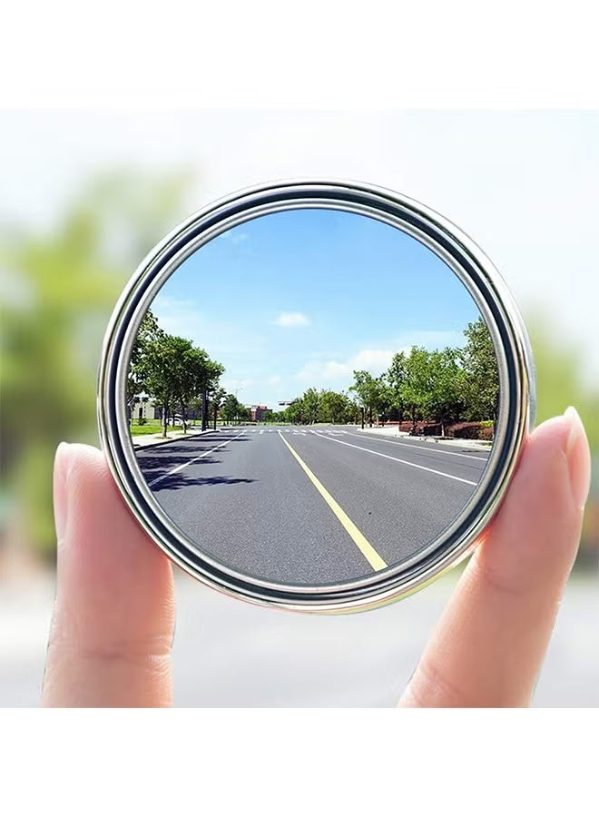 2 Pieces Vacuum Blind Spot Mirror, No Glue, No Harm To The Car Mirror, 2 Inch Round Hd Glass Convex Wide Angle Side Mirrors, Convex Mirrors for Any Car, Van, Suv and Truck (Silver, 2 Pcs) - Image 5