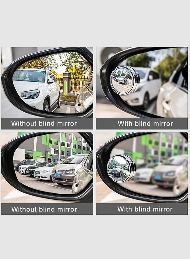 2 Pieces Vacuum Blind Spot Mirror, No Glue, No Harm To The Car Mirror, 2 Inch Round Hd Glass Convex Wide Angle Side Mirrors, Convex Mirrors for Any Car, Van, Suv and Truck (Silver, 2 Pcs) - Image 4