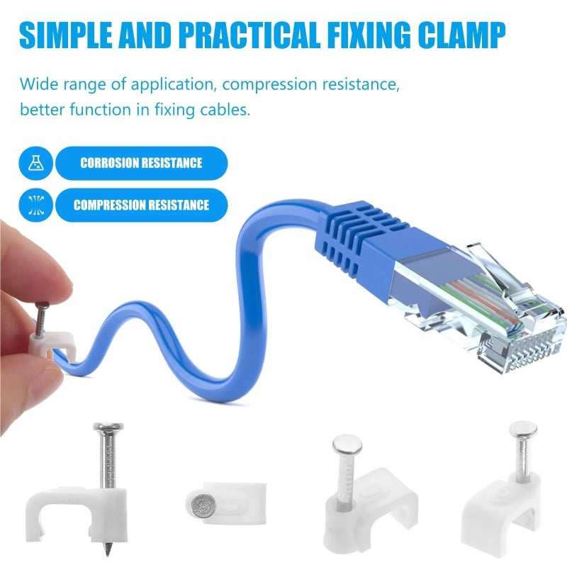 500Pcs White Cable Clips Wire Staples Cord Holder Coax Cable Organizer - Image 5