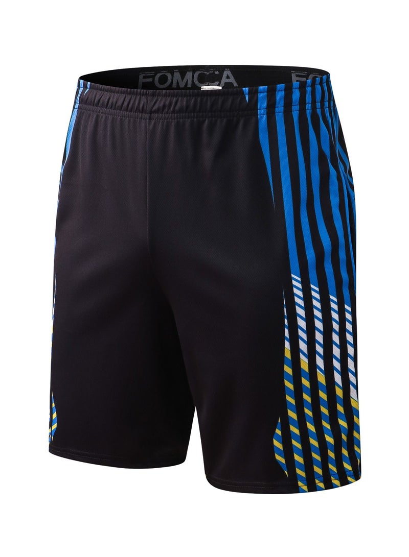 YEL PRO Men Quick Dry Breathable Elastic Shorts Black/Blue - Image 1
