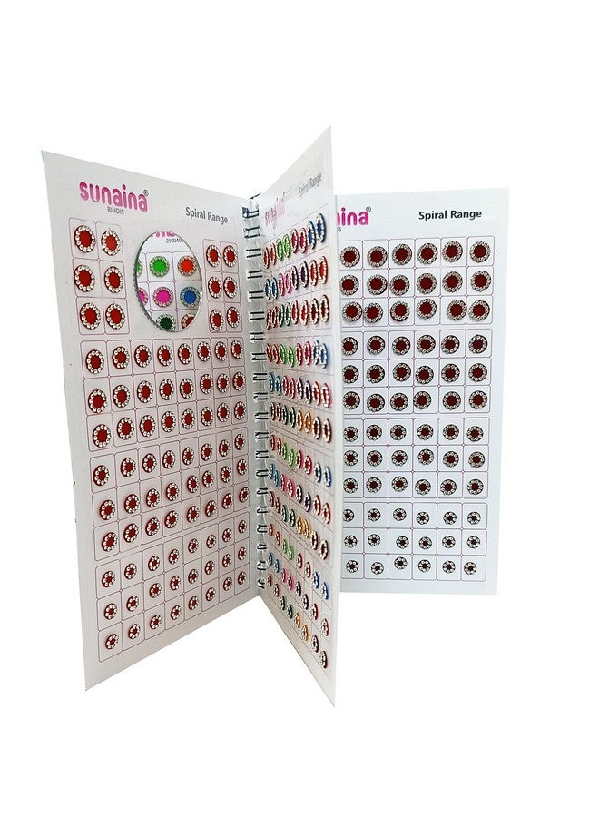 Sunaina Spiral Forehead Sticker kumkum Silver stone Multicolour Bindi Booklet For Women & Girls (stone Bindi Book - 372 bindis) - Image 1