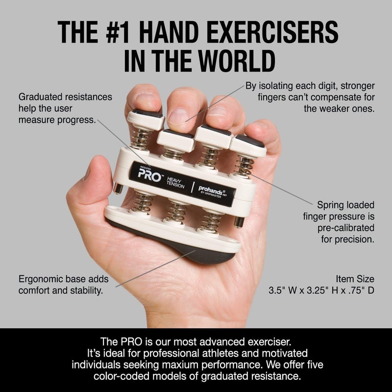 Prohands PRO Hand Exerciser, Finger Exerciser (Hand Grip Strengthener), Spring-Loaded, Finger-Piston System, Isolate and Exercise Each Finger - Image 3