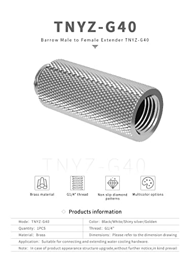 Barrow G14 Male to Female Extender Fitting 40mm Silver Shiny - Image 3