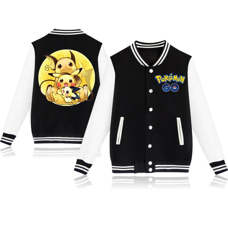 Pokemon Pokemon Cartoon Print Youth Sports Baseball Uniform Autum Casual Loose Jacket - Image 3