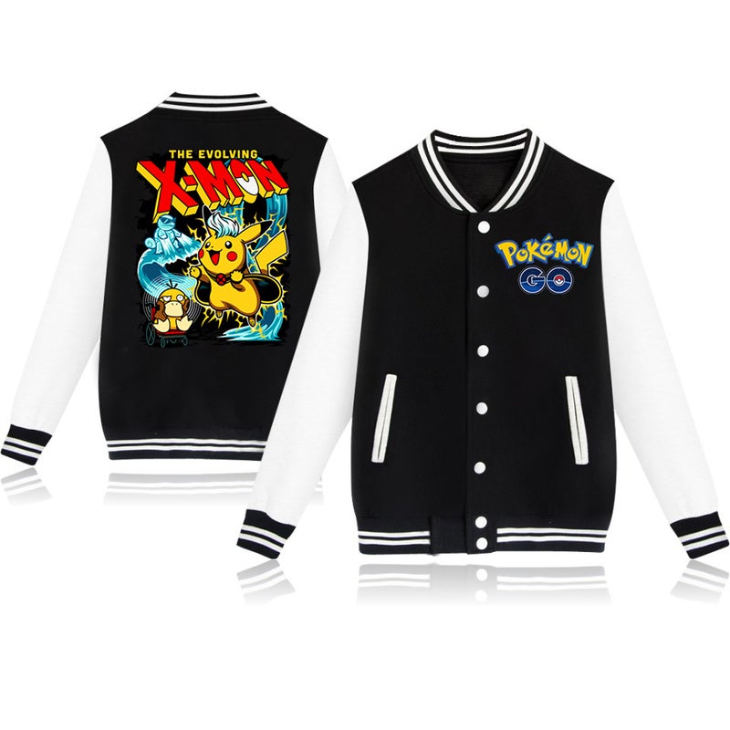 Pokemon Pokemon Cartoon Print Youth Sports Baseball Uniform Autum Casual Loose Jacket - Image 1