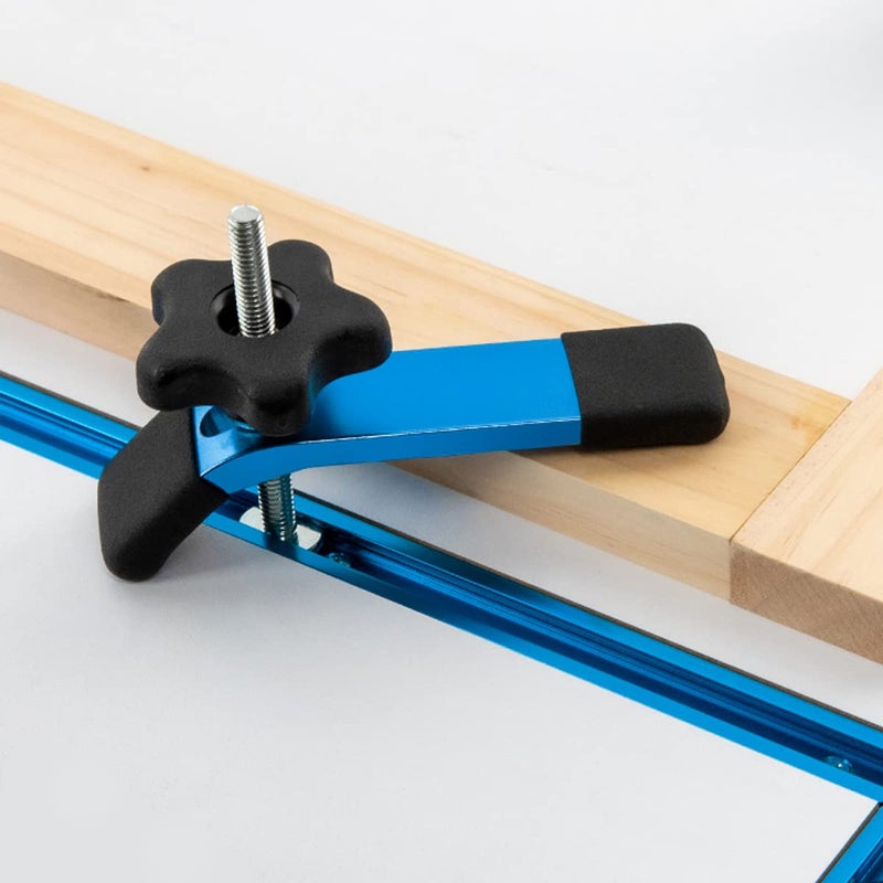 POWERTEC 71858 24 Inch x2 Universal T track with 4 Pcs Hold Down Clamp, Double-Cut Profile T track with Predrilled Mounting Holes & 5-1/2” L x 1-1/8” W T track Clamps - Image 2