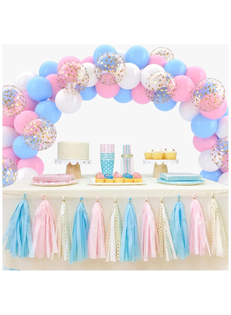 Boxwoods 70 pcs Pastel Blue And Pink Latex Balloons With Confetti For Birthday Gender Reveal And Baby Shower Party Decoration - Image 3