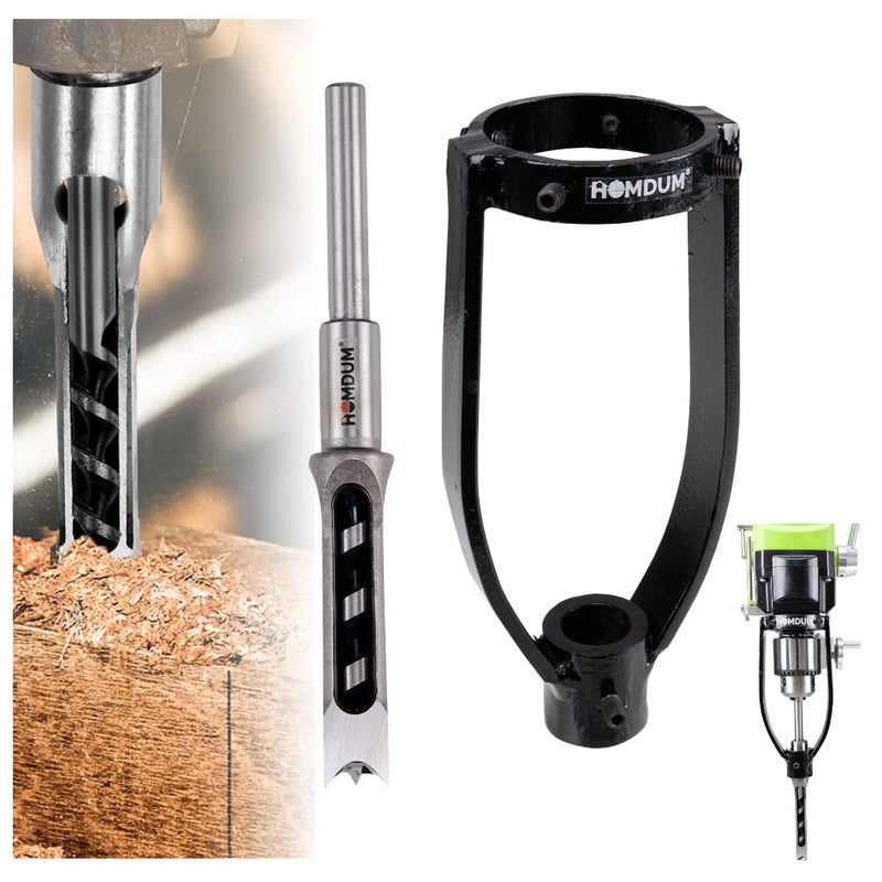 Homdum 3/4 inch Square hole drill bits wood mortising chisel with Tenoning Attachment Jig for Woodworking Auger Tool Mortise drill bit drilling dia 20 mm with Square drill Mortise Chisel - Image 1