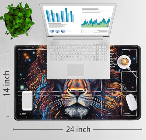 JVGFYNKL for TCG Playmat Playmat with Zones 24x14 in NonSlip Rubber for MTG Playmat with Drawstring Travel Pouch and 6 Dice Splash Paint Lion for MTG Mat Card Game Playmats - Image 5