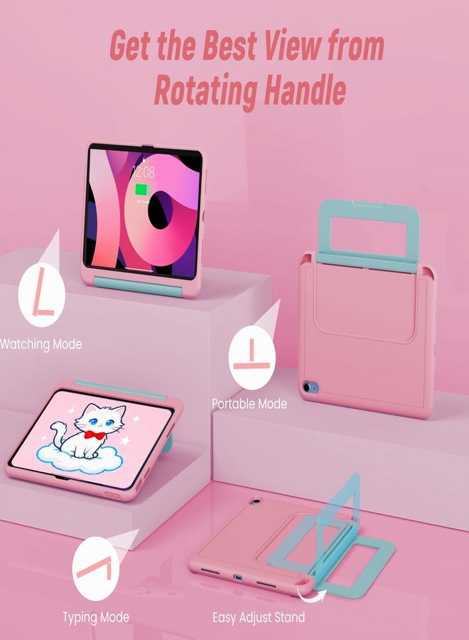 INFILAND Kids Case for iPad A16 11 Inch 2025 (11th Gen), iPad 10th Generation (10.9 Inch 2022), Durable Soft Shockproof Stand Protective Cover with Pencil Holder/Handle (Pink Blue) - Image 3