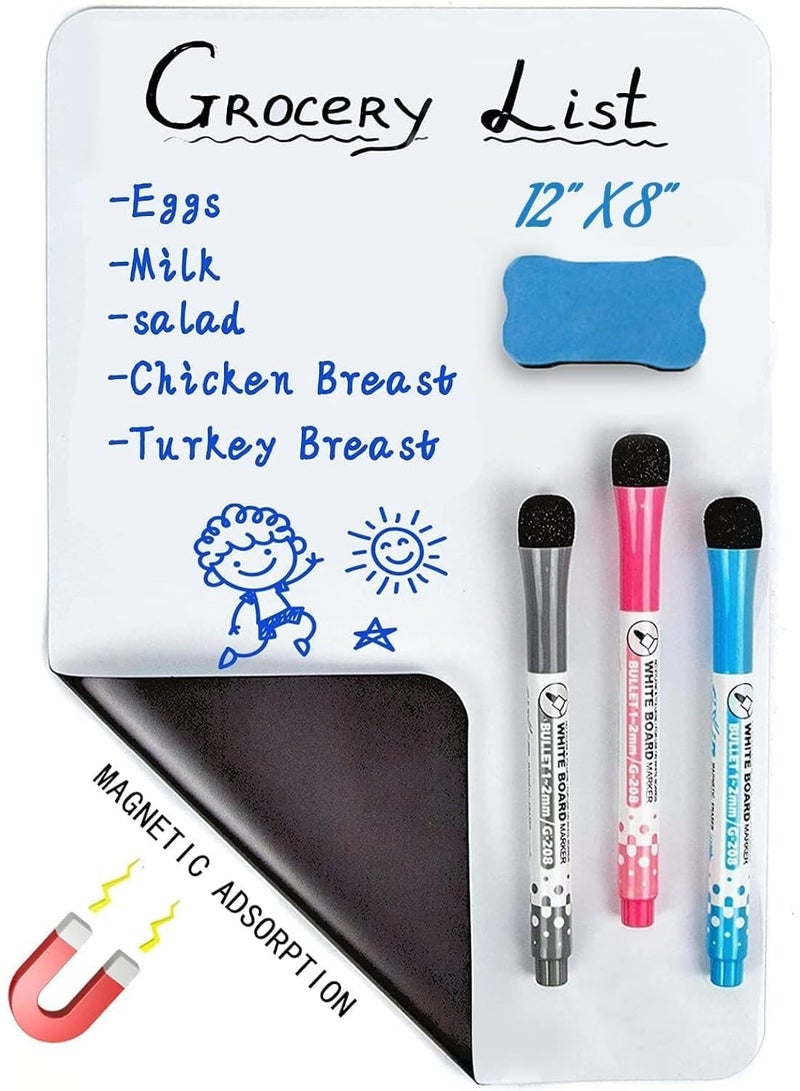 A4 size 21x30cm Whiteboard Magnetic Dry Erase Board Self Adhesive for Any Smooth Surface with New Stain Resistant Technology,Home Kitchen Fridge Shopping List and Office Notice Board - Image 1