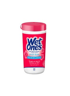 Wet Ones Wet Ones Antibacterial Hand Wipes, Fresh Scent Wipes | Antibacterial Wipes, Hand Sanitizer Wipes, Wet Ones Wipes, 40 ct. Canister  - Image 1