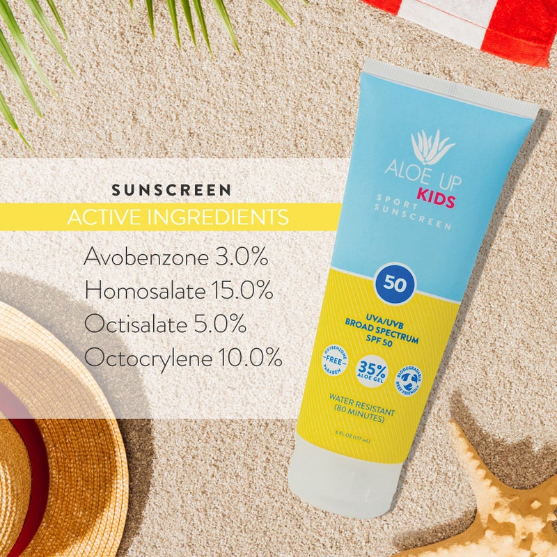 Aloe Up Kids Sport Sunscreen Lotion SPF 50 - Broad Spectrum Sheer Face and Body Sunscreen Protector for Sensitive Skin - With Aloe Vera Gel - Dries Fast - Reef Safe - Fragrance-Free - 6 Oz - Image 5