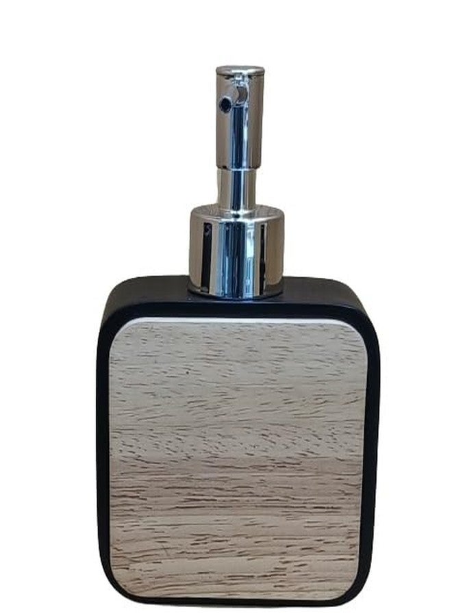 JELLEX Wood 4 Pcs Bathroom Accessories Set | Bathroom Set | Rust Proof | Soap Dispenser | Brush Holder | Tumbler | Soap Dish Holder | Pack of 4 Bathroom Accessories Set (Wood Bathroom Set- Black) - Image 2