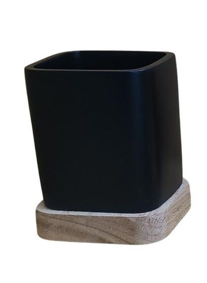 JELLEX Wood 4 Pcs Bathroom Accessories Set | Bathroom Set | Rust Proof | Soap Dispenser | Brush Holder | Tumbler | Soap Dish Holder | Pack of 4 Bathroom Accessories Set (Wood Bathroom Set- Black) - Image 5