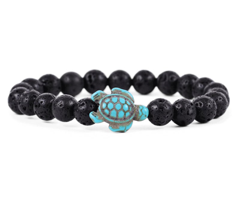 Fahlo Sea Turtle Tracking Bracelet, Elastic, supports the Sea Turtle Conservancy, one size fits most for Men and Women (Lava Stone) - Image 1