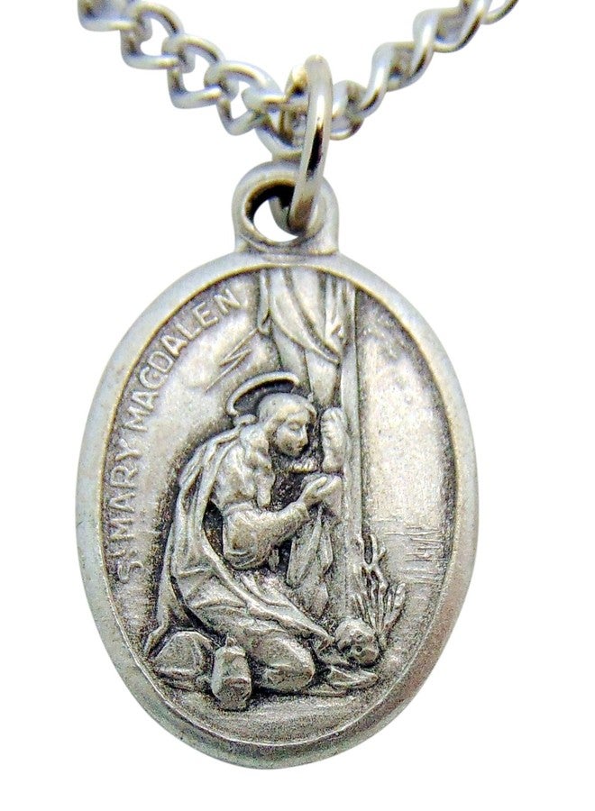 WJH St Mary Magdalen Medal 3/4 Inch Metal Saint Pendant with Chain - Image 2