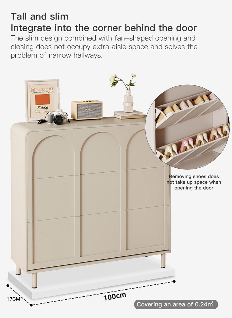 Sharpdo Shoe Storage Cabinet Ins Style Shoe Organizer for Entryway & Hallway Slim Narrow Freestanding Shoe Rack Wooden Shoe Organiser Shoe Rack Shoe Cabinet Behind The Door Saves Space 60*17*120cm - Image 3