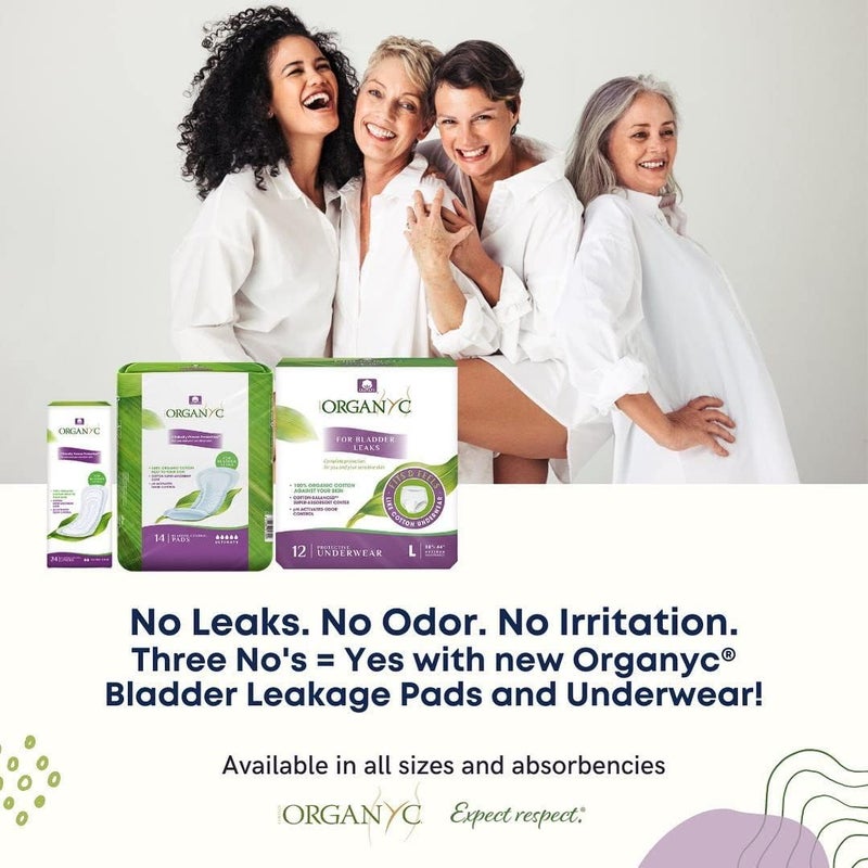 Organyc  100 Organic Cotton Inside and Out Light Incontinence Pads for Bladder Leaks FSAHSA Eligible Ultimate Flow 14 Count - Image 4