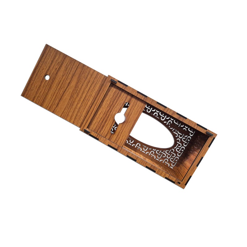 Groovers Tissue Box Holder (Pack of 2) Rectangular Handcrafted Napkin Paper Dispenser Facial Home Office Desk Restaurant Cafeteria Wooden Stylish Stand Durable Dining Table (Teak Wooden Shade) - Image 3