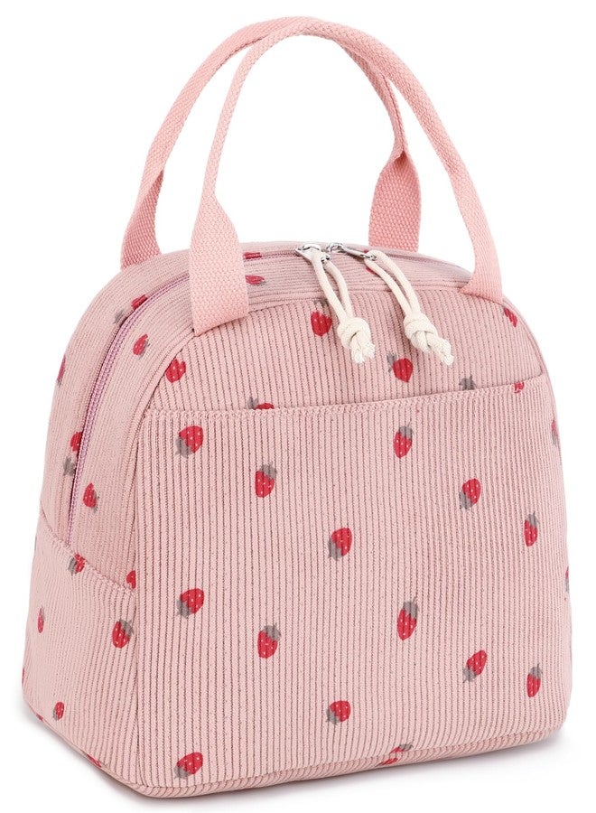 LEDAOU Lunch Box for Women Insulated Lunch Bag Corduroy Lunch Tote Bags Leakproof Cooler Lunch Case for Travel Work Picnic - Image 1