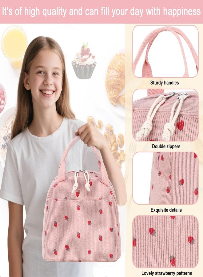LEDAOU Lunch Box for Women Insulated Lunch Bag Corduroy Lunch Tote Bags Leakproof Cooler Lunch Case for Travel Work Picnic - Image 5